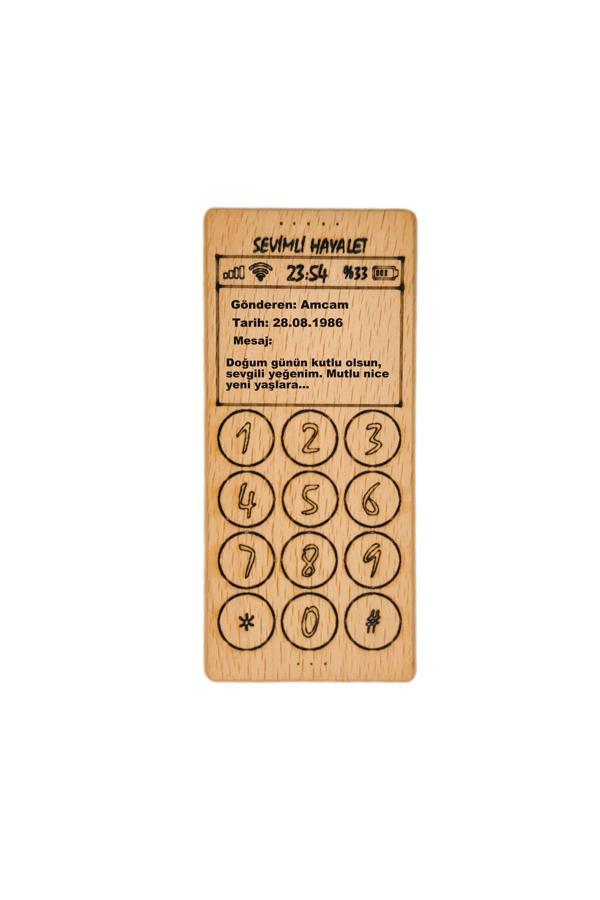 Sevimli Hayalet Cep Telefonu Mesaj Gönderen Ahşap Oyuncak Telefon - Image 1