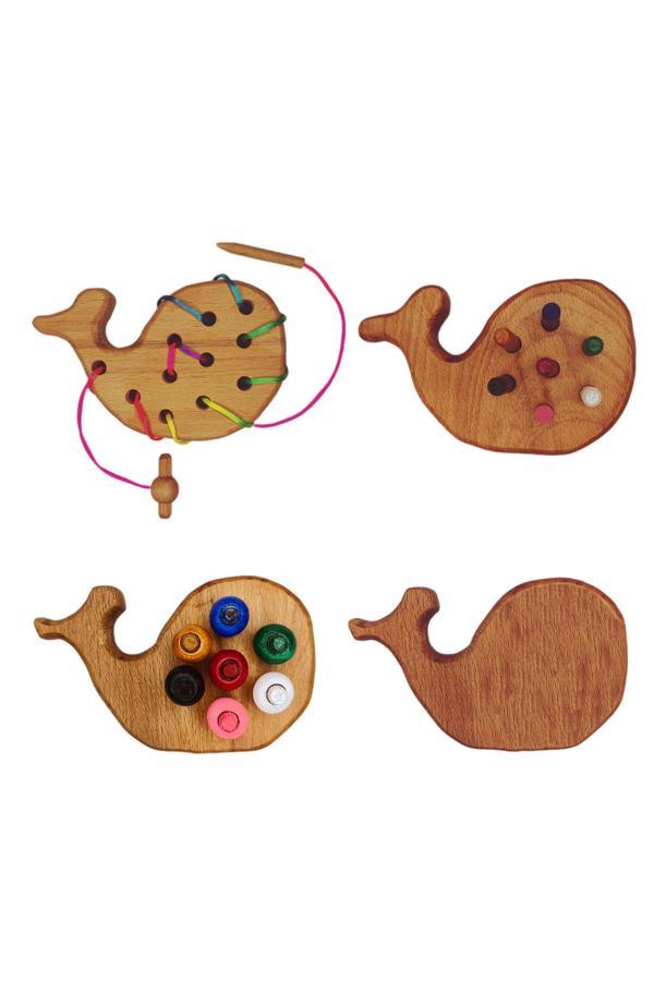 Sevimli Hayalet Okul Öncesi Eğitim Montessori Balina Seti 4'Lü Oyuncak - Image 1