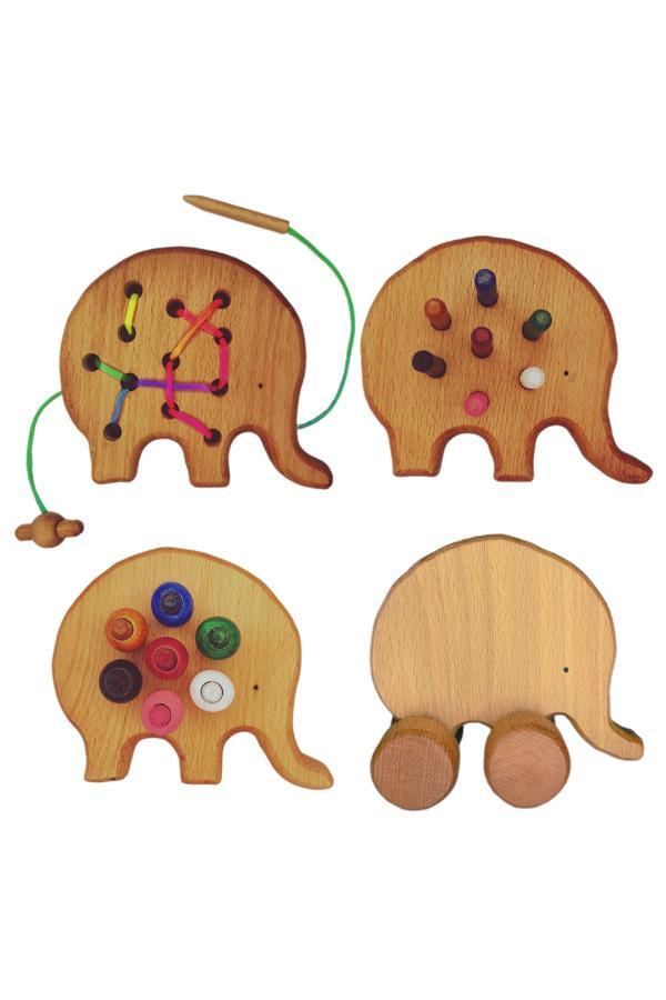 Sevimli Hayalet Okul Öncesi Eğitim Montessori Fil Seti 4'Lü Oyuncak - Image 1