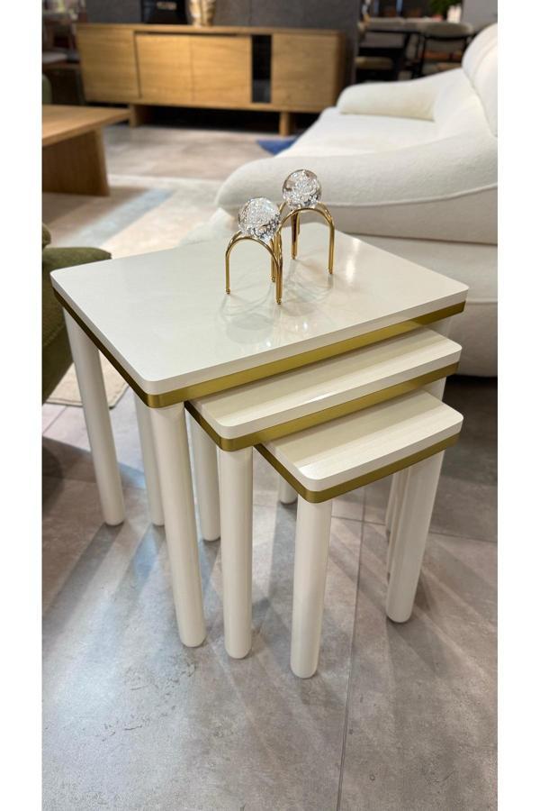 Akset 3Lü Bohem Zigon Sehpa Gold - Image 1
