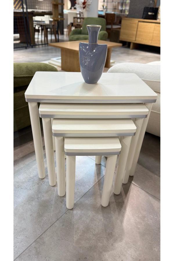 Akset 4Lü Bohem Zigon Sehpa Gümüş - Image 1