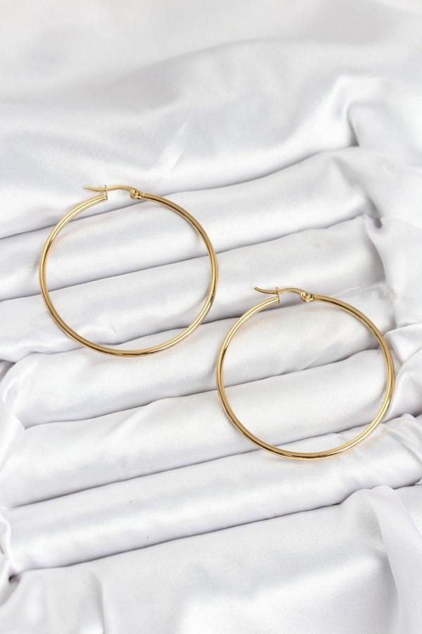 Zarif Kadın için Golden Çelik 45MM Halka Küpe - Image 1