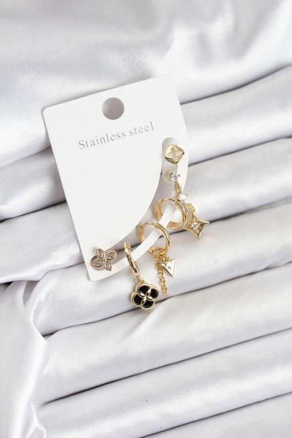 Zarif Kadın için Golden Pirinç Yapım Küpe Seti - Image 1