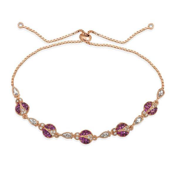 BlackCraft 925 Ayar Gümüş Rose Uğur Böcekli Asansör Bileklik (BC-210E48) - Image 1