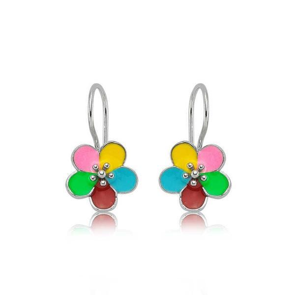 BlackCraft Gümüş Sallantılı Çiçek Çocuk Küpesi (BC-7D3685) - Image 1