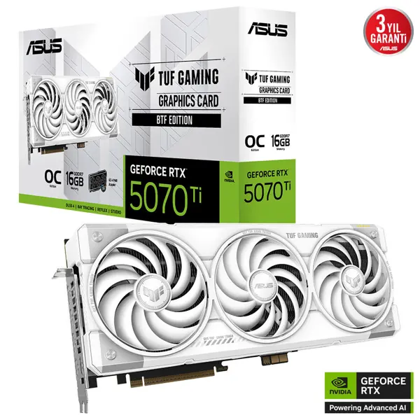 ASUS TUF GAMING GeForce RTX 5070TI 16GB TUF-RTX5070TI-O16G-BTF-WHITE GDDR7 256Bit Gaming (Oyuncu) Ekran Kartı - Image 1