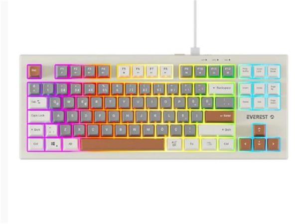 Everest KB-98 SILENT TKL Gri Mavi-Gri-Kahve Rainbow Q Membrane Klavye - Image 1