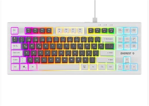 Everest KB-98 SILENT TKL Gri Mavi-Beyaz Rainbow Q Membrane Klavye - Image 1