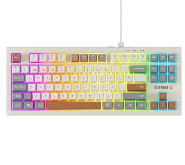 Everest KB-98 SILENT TKL Gri-Gri Mavi-Kahve Rainbow Q Membrane Klavye - Image 1