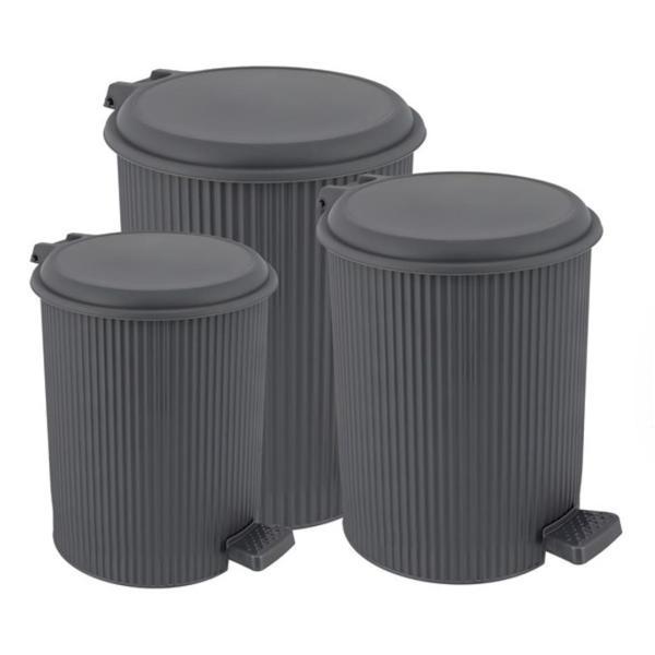 Omnipazar ELF-N320 Nostalji 3 Boy Plastik Pedallı Çöp Kovası  - Image 1