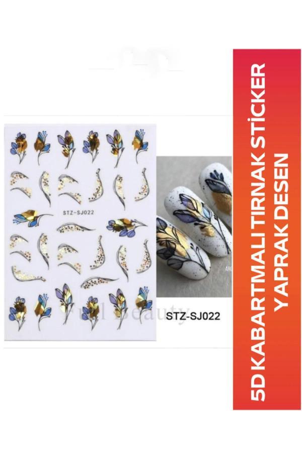 Fontenay 5D Kabartmalı Tırnak Sticker Nail Art Sticker Yaprak Desen STZ-SJ022 - Image 1