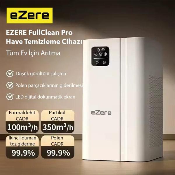 EZERE FullClean Pro Have Temizleme Cihazı 350 CADR, LED ekran, iyon ve sessiz çalışma ile toz, duman, poleni %99.9 filtreler. Temiz hava - Image 1