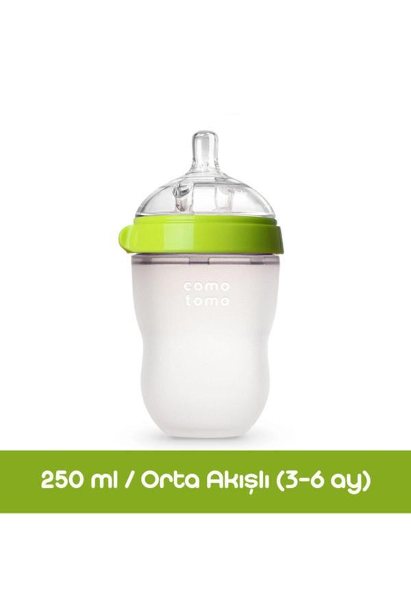 Antikolik Silikon Biberon 250ml Yeşil - Orta Akışlı (3-6 AY) - Image 1