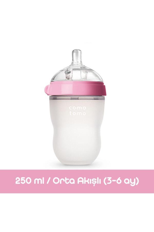 Antikolik Silikon Biberon 250ml Pembe - Orta Akışlı (3-6 AY) - Image 1