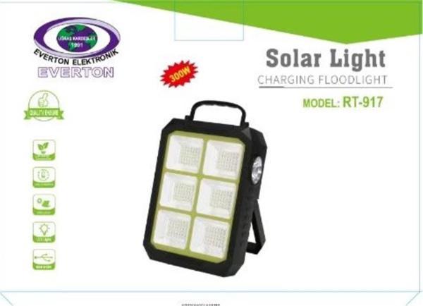 Everton Rt-917 Şarjlı 300w Solar Panelli Projektör Led - Image 1