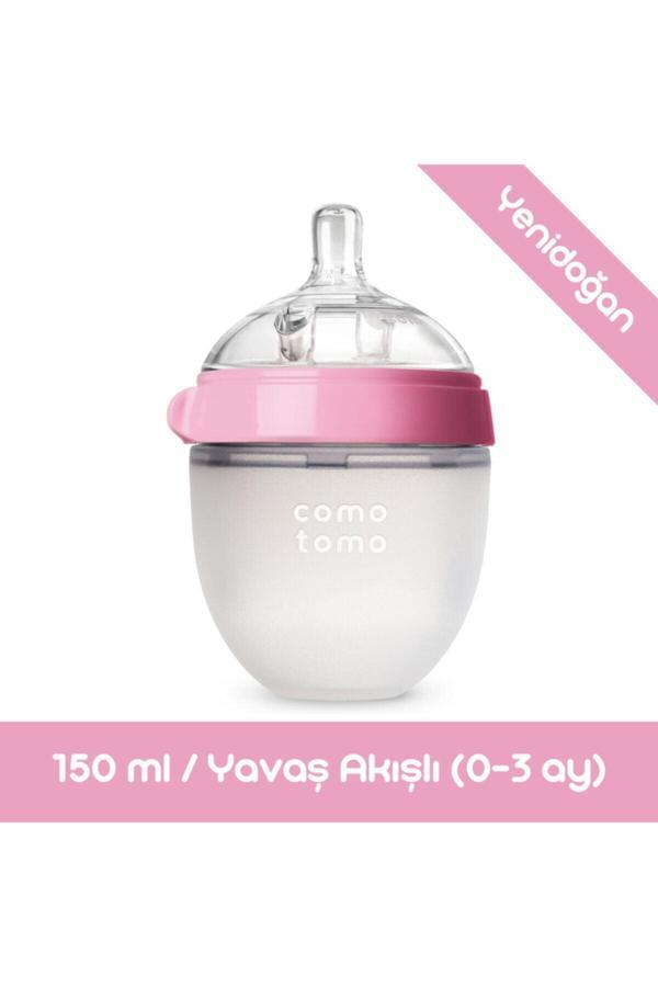 Antikolik Silikon Biberon 150ml Pembe - Yavaş Akışlı (0-3 AY) Yenidoğan - Image 1