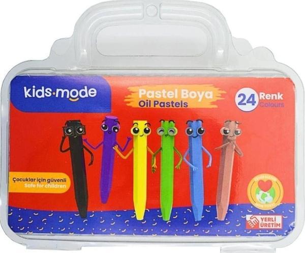 Kids Mode Yağlı Pastel Boya Altıgen 24 Renk Çantalı Premium DKPB107 - Image 1