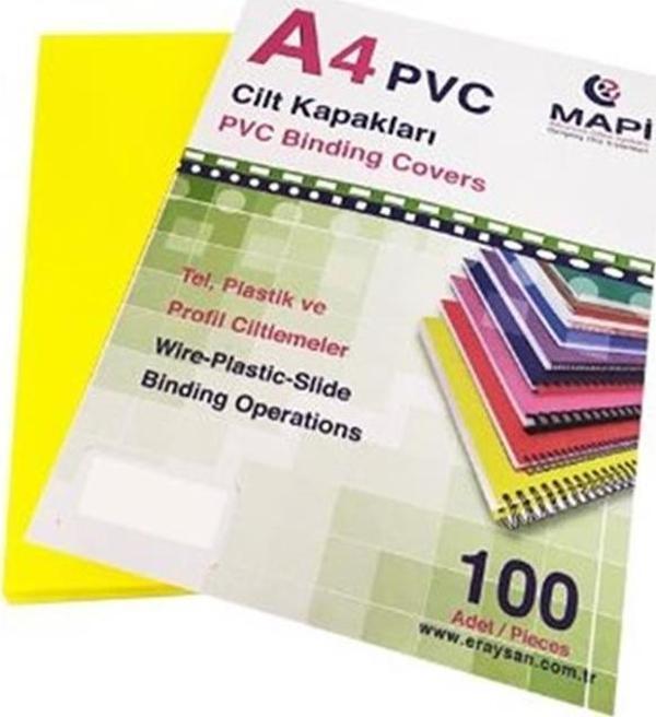 Mapi Cilt Kapağı Plastik Opak A4 160 Micon Sarı 2040206 (100 Lü Paket) - Image 1