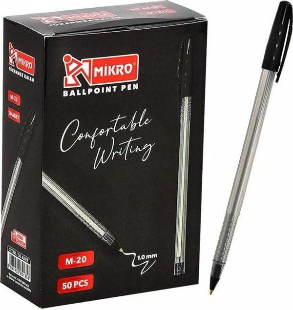 Mikro Tükenmez Kalem Siyah M-20 (50 Li Paket) - Image 1