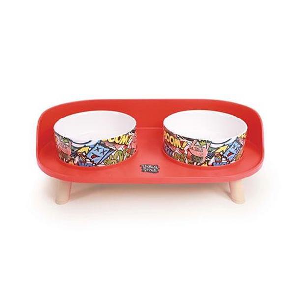 M-Pets Altitude Urban Style Standlı İkili Kedi ve Köpek Mama ve Su Kabı Kırmızı 450 Ml - Image 1