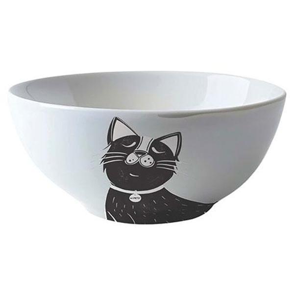 M-Pets Galya Seramik Kedi Mama ve Su Kabı Siyah Beyaz 550 Ml - Image 1