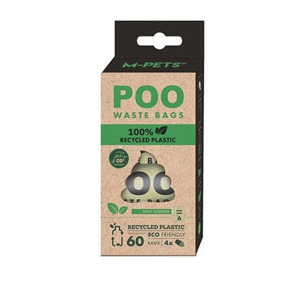 M-Pets Geri Dönüştürülmüş Malzemeden Yapılı Nane Kokulu Köpek Dışkı Toplama Poşeti 4x15 Yaprak - Image 1
