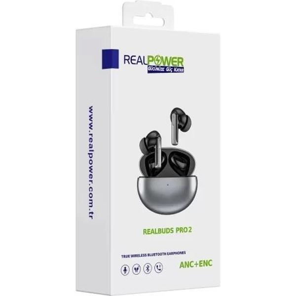Realpower Realbuds Pro 2 Anc + Enc Gürültü Önleyici Gerçek Kablosuz Tws Gri Bluetooth Kulaklık Rp-Rb - Image 1