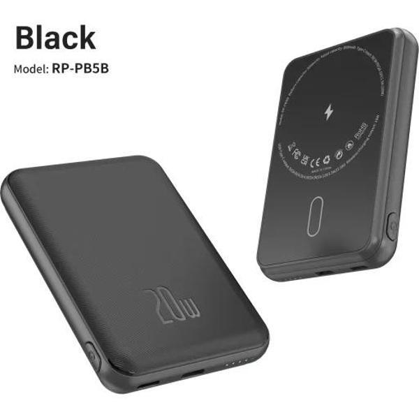 Realpower 5000Mah 20W Magsafe Taşınabilir Siyah Powerbank Rp-Pb5B - Image 1