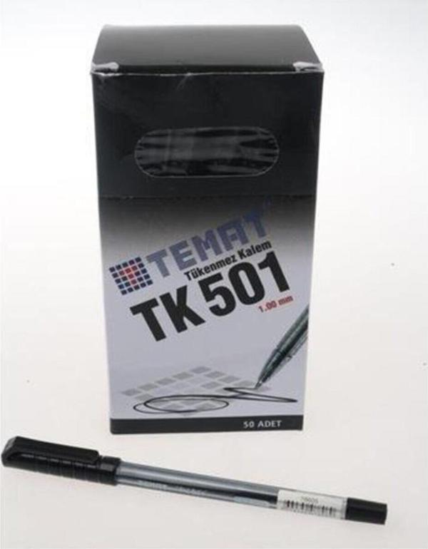 Temat Tükenmez Kalem (Ofis Kalemi) 1.0 Mm Siyah Tk501 (50 Li Paket) - Image 1