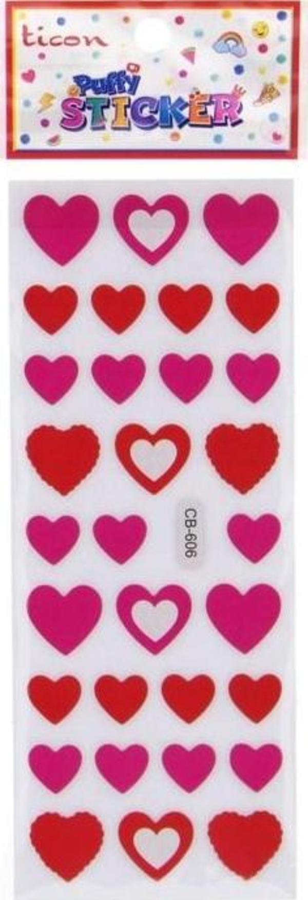 Ticon Puffy Sticker Kalp Tps-004/8 (20 Li Paket) - Image 1