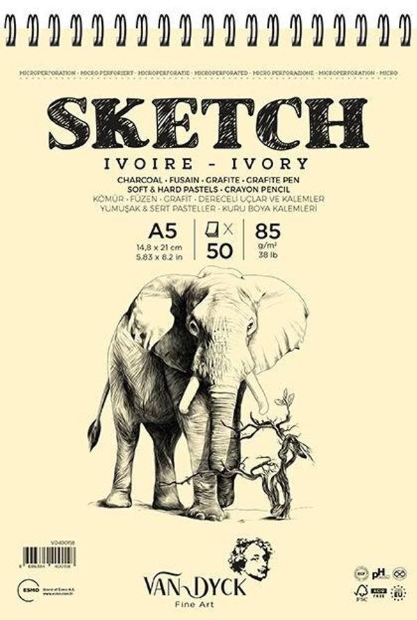 Supertrend Sketch Ivory(Fildişi) Eskiz Çizim Defteri Üstten Spiralli 85 gr. A5 50 yp. - Image 1