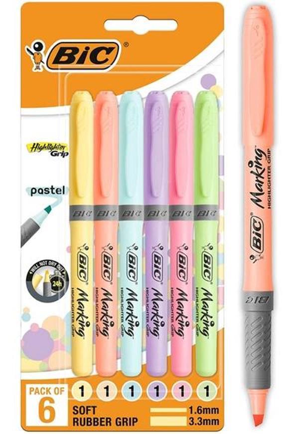 Supertrend Marking Highlighter Grip İşaretleme Kalemi Seti 6 Renk Pastel Renkler - Image 1