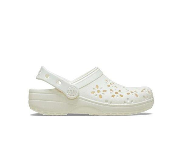 Crocs Classic Floral Cut Out Clog K Çocuk Terliği 210943-0WV Krem - Image 1