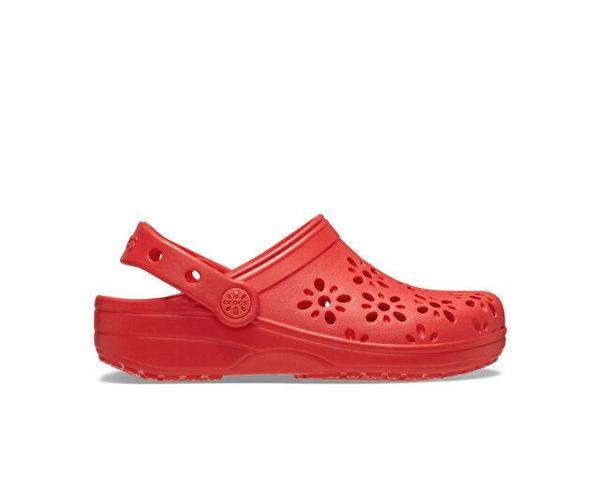 Crocs Classic Floral Cut Out Clog K Çocuk Terliği 210943-6ZR Kırmızı - Image 1