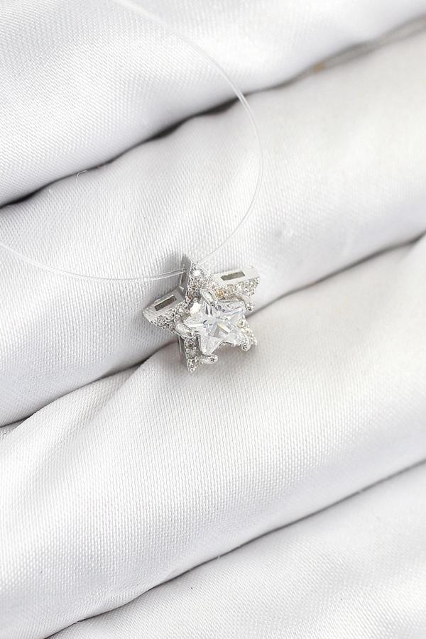 Misineli Yıldız Model Gümüş Renk Hayalet Kolye - Image 1