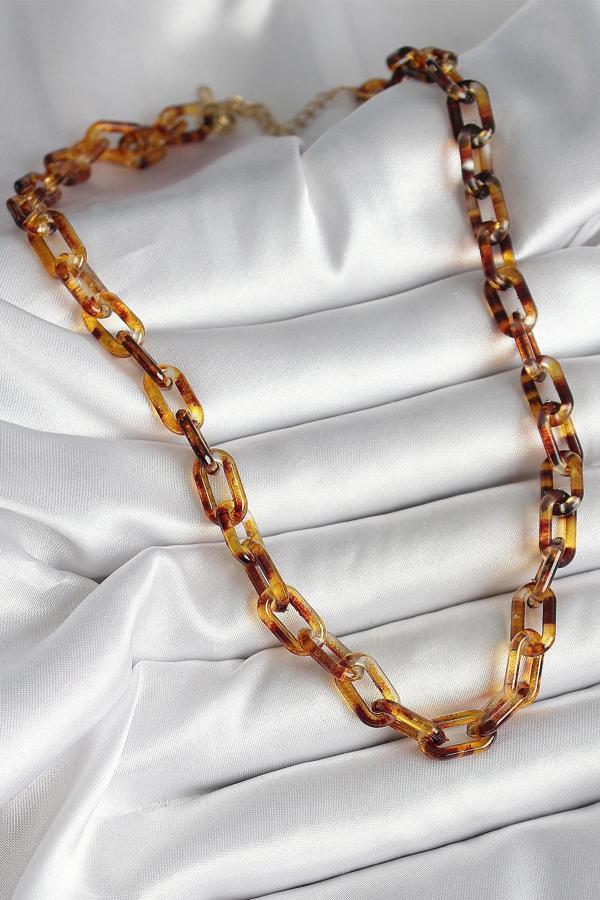 Leopar Desenli Mika Zincir Kadın Kolye - Image 1