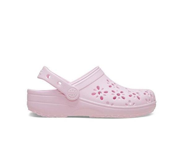 Crocs Classic Floral Cut Out Clog K Çocuk Terliği 210943-6ZW Pembe - Image 1