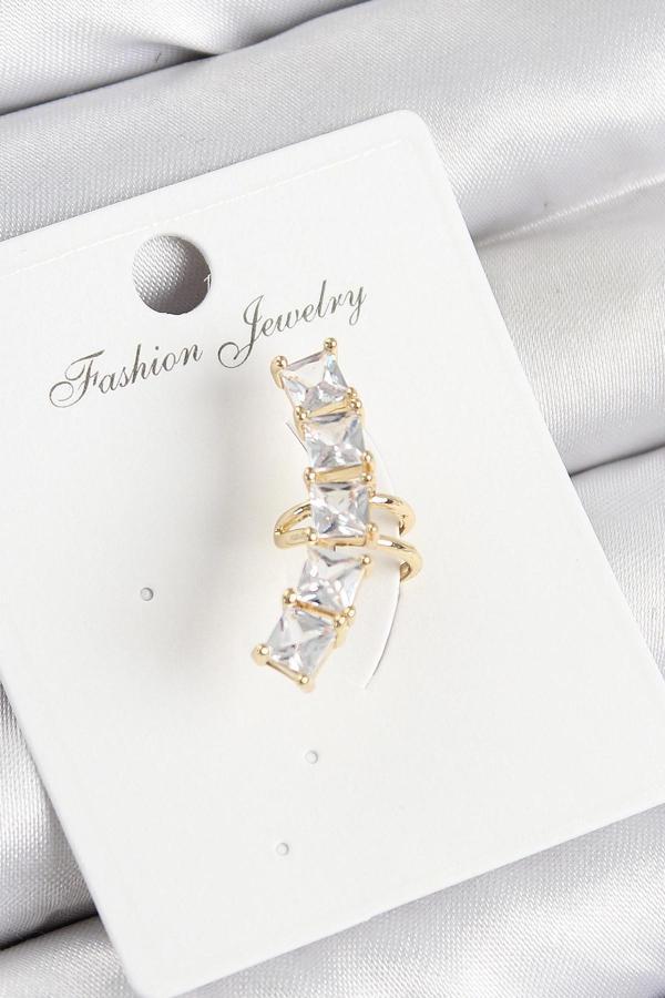 Pirinç Zirkon Taşlı Model Gold Renk Sağ Kıkırdak Küpe - Image 1