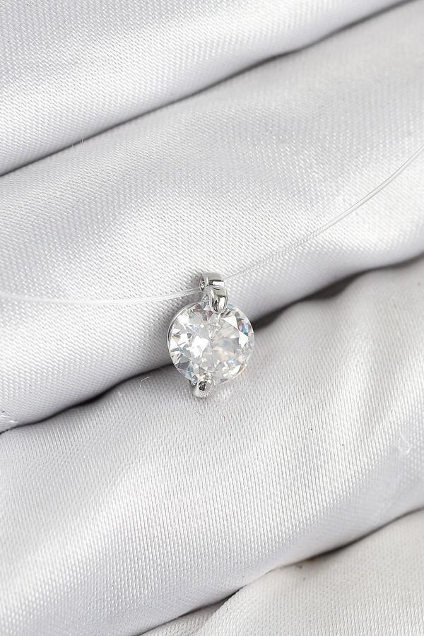 Misineli Zirkon Taşlı Model Gümüş Renk Hayalet Kolye - Image 1