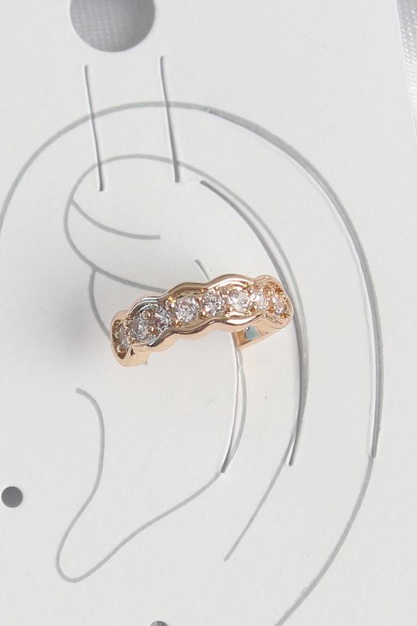 Pirinç Gold Renk Zirkon Taşlı Kadın Kıkırdak Küpe - Image 1