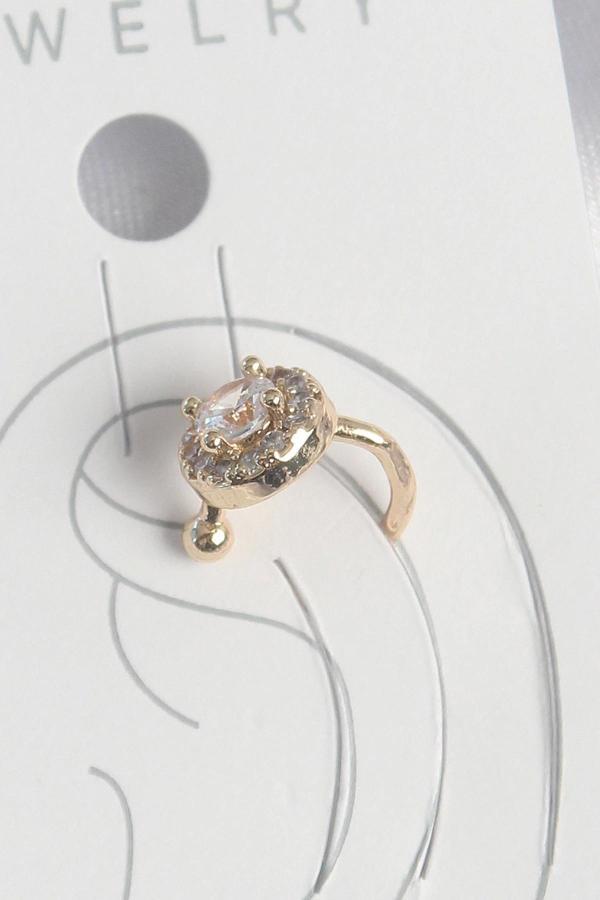 Pirinç Gold Renk Zirkon Taşlı Kadın Kıkırdak Küpe - Image 1