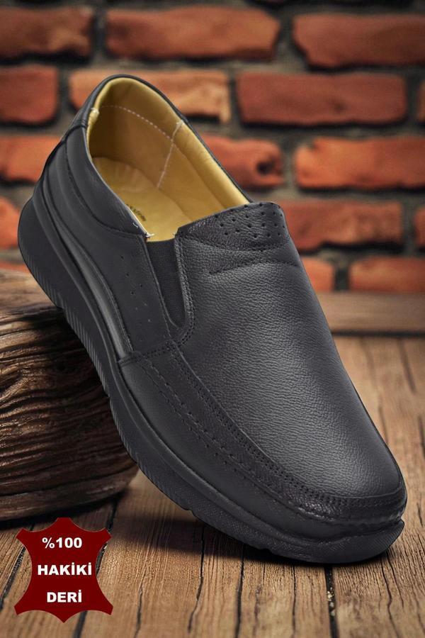 TAB5884 Ortopedik Taban Siyah Hakiki Deri Erkek Ayakkabı Mevsimlik - Image 1