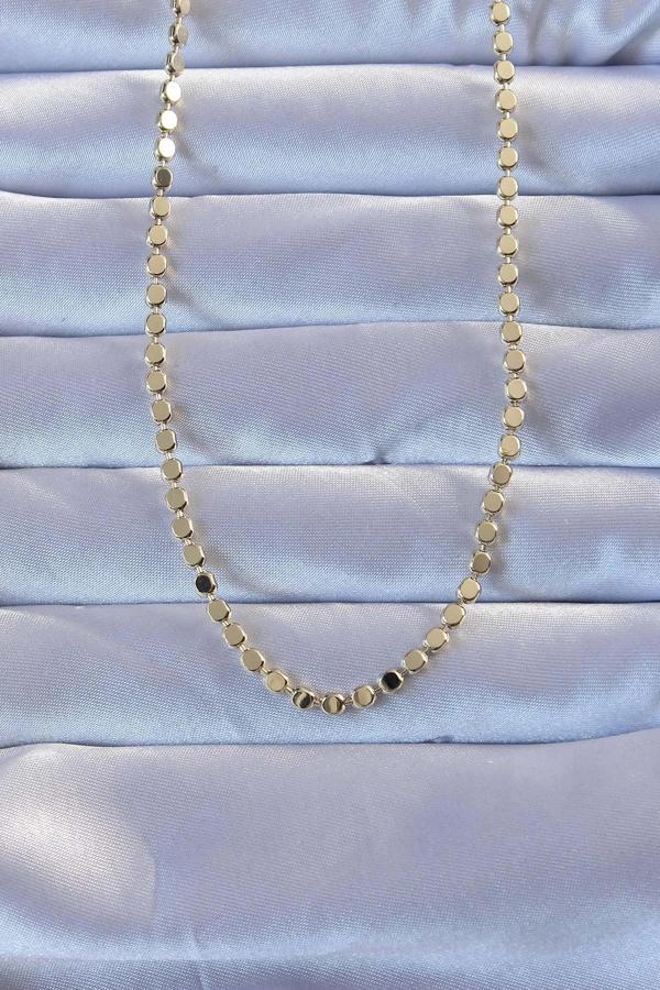 Pirinç Gold Renk Parçalı Ezme Kolye - Image 1