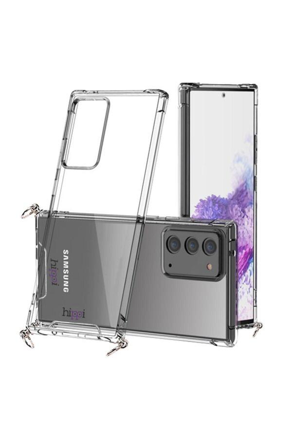 Hippi Samsung Galaxy Note 20 Uyumlu Darbe Emici Sert Şeffaf Askılı Telefon Kılıfı - Image 1