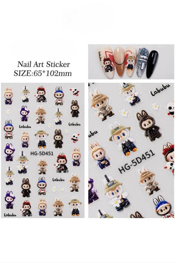 Fontenay Labubu Tırnak Sticker Protez Tırnak Kalıcı Oje Süsleme, Nail Art Sticker 5D451 - Image 1