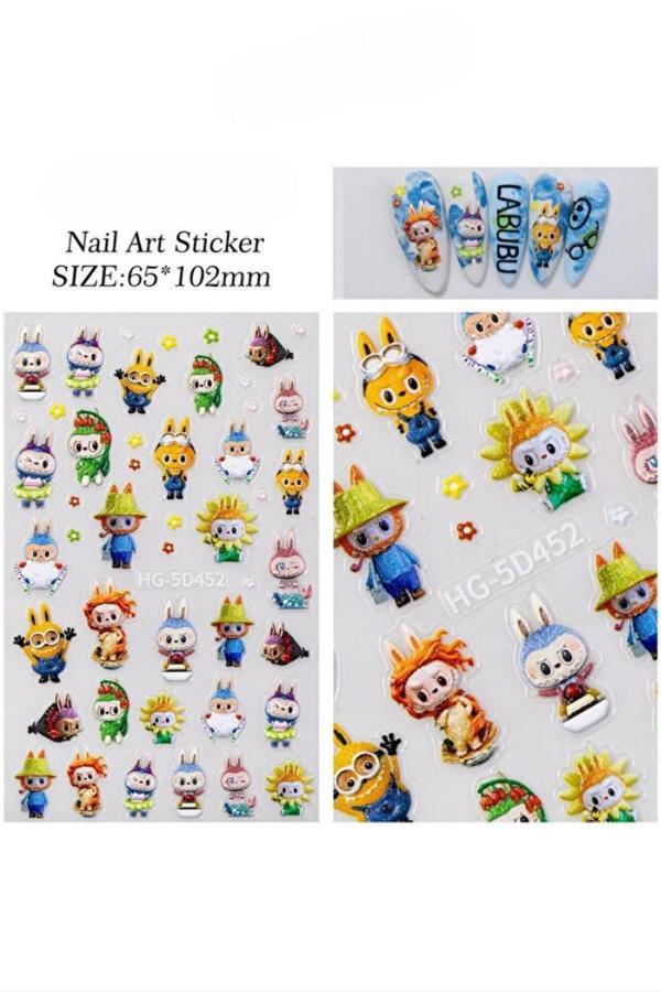 Fontenay Labubu Tırnak Sticker Protez Tırnak Kalıcı Oje Süsleme, Nail Art Sticker 5D452 - Image 1