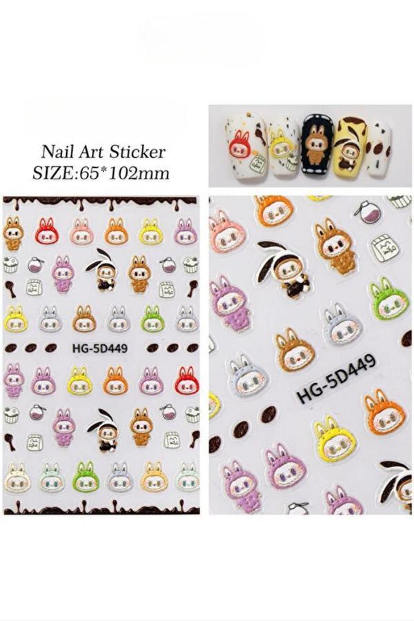 Fontenay Labubu Tırnak Sticker Protez Tırnak Kalıcı Oje Süsleme, Nail Art Sticker 5D499 - Image 1