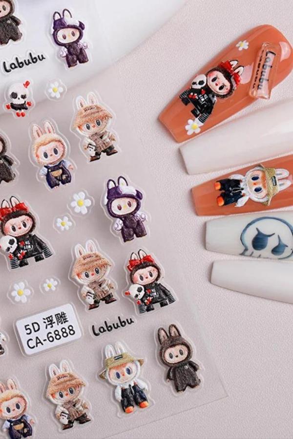 Fontenay Labubu Tırnak Sticker Protez Tırnak Kalıcı Oje Süsleme, Nail Art Sticker CA-6888 - Image 1