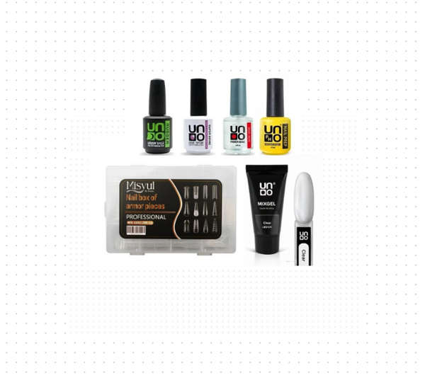Fontenay Uno Poly Jel Clear 30G+ProtezTırnak Tips ÜstForm JelTips+BaseCoat-TopCoat-Primer-Dehydrator - Image 1