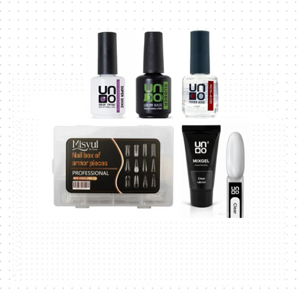 Fontenay Uno Poly Jel Clear Şeffaf 30G+Protez Tırnak Tips Üst Form Jel Tips +BaseCoat-TopCoat-Primer - Image 1